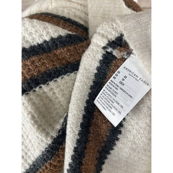 American Eagle XS Oversized Pullover Sweater Lightweight Striped V Neck Soft - Picture 9 of 9